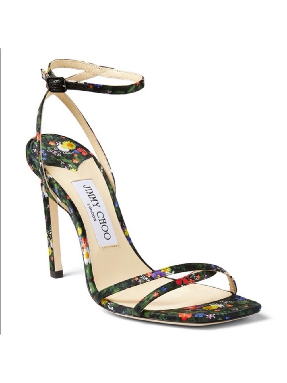 Jimmy Choo heels metz floral ditsy pattern strappy sandal